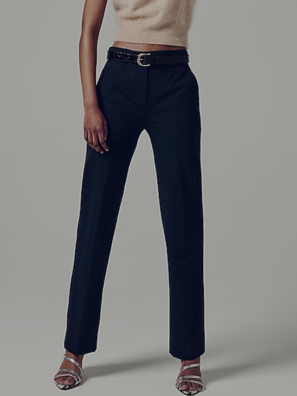 J.Crew Kate Cuffed Navy Blue Straight Leg Bi Stretch Cotton Pants Trousers 00P